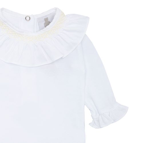 Body de Bebê Feminino Manga Longa Cotton Ponto Smock - AMARELO