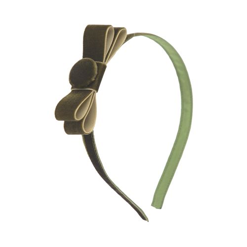 Tiara Infantil com Laço Veludo - VERDE MUSGO