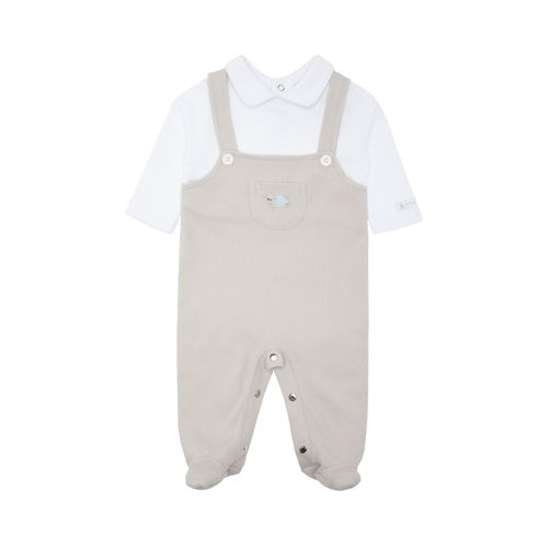 Macacão de Bebê Masculino Longo Mockline com Jardineira - CINZA