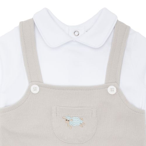 Macacão de Bebê Masculino Longo Mockline com Jardineira - CINZA