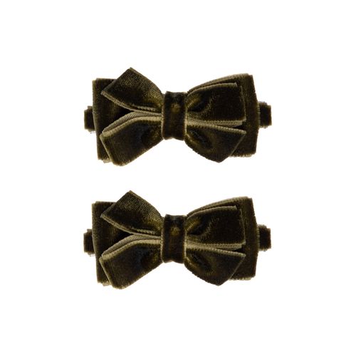 Conjunto de Laços de Cabelo Bebê Veludo - VERDE MUSGO