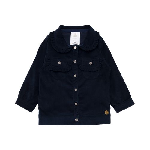 Casaco de Bebê Feminino Veludo com Bolso - AZUL MARINHO