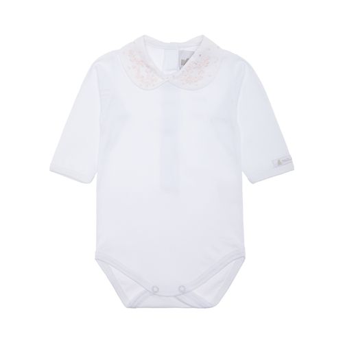 Body de Bebê Feminino Manga Longa Bordado Guirlanda - ROSA