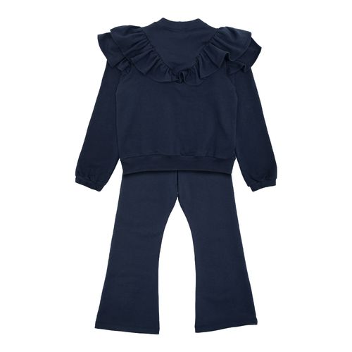 Conjunto Infantil Feminino Moletom com Babados - AZUL MARINHO