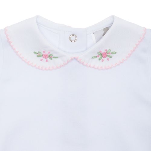 Body de Bebê Feminino Manga Longa Bordado Rococó - BRANCO