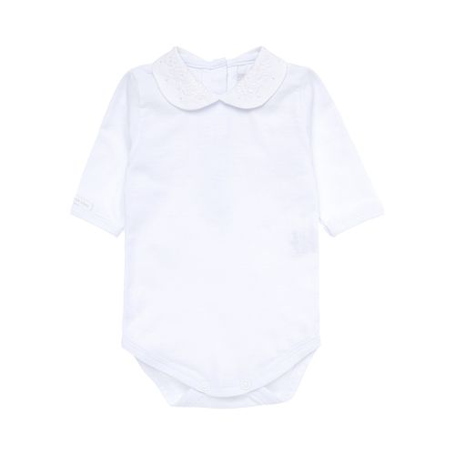 Body de Bebê Feminino Manga Longa Bordado Guirlanda - BRANCO