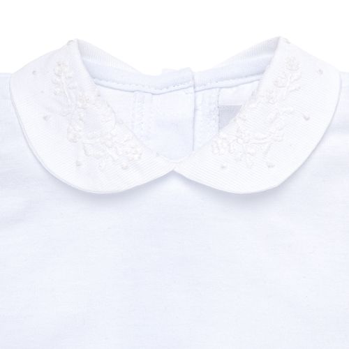 Body de Bebê Feminino Manga Longa Bordado Guirlanda - BRANCO