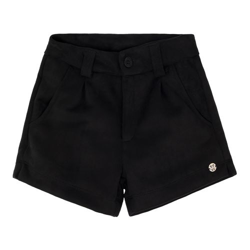 Shorts Infantil Feminino Suede com Bolsos - PRETO