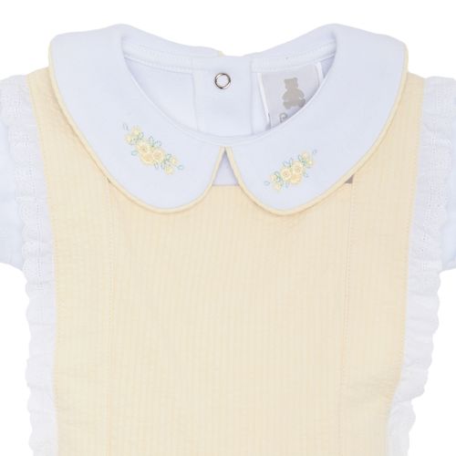Conjunto de Bebê Feminino Jardineira com Body Anarruga - AMARELO