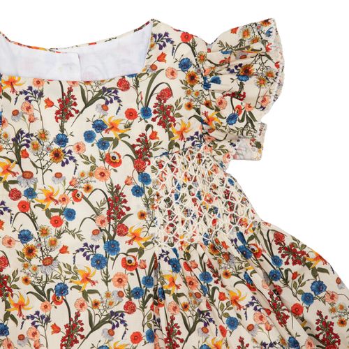 Vestido de Bebê Feminino Algodão Egípcio Fio 60 Floral Color - OFF WHITE