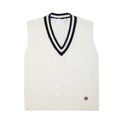Colete de Bebê Feminino Tricot com Frisos - OFF WHITE/PROF