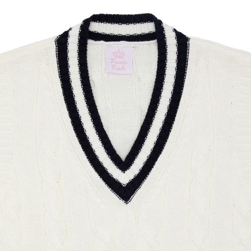 Colete Infantil Feminino Tricot com Frisos - OFF WHITE/PROF