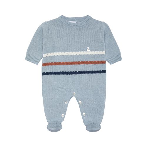 Saída de Maternidade Masculina Tricot Listras - AZUL