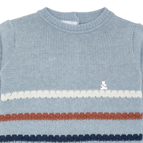 Saída de Maternidade Masculina Tricot Listras - AZUL