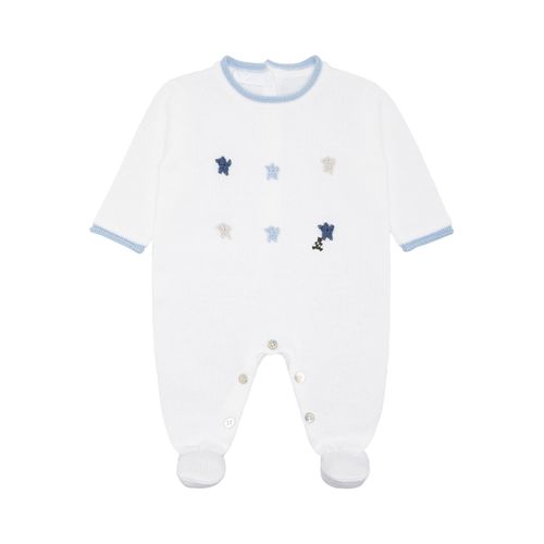 Saída de Maternidade Unissex Tricot Estrelas - BC/AZUL