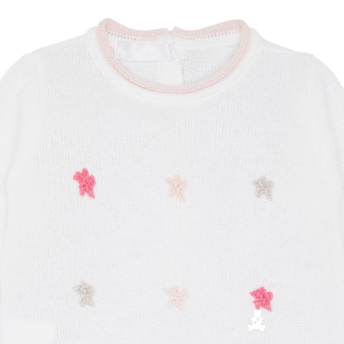 Saída de Maternidade Unissex Tricot Estrelas - BC/ROSA