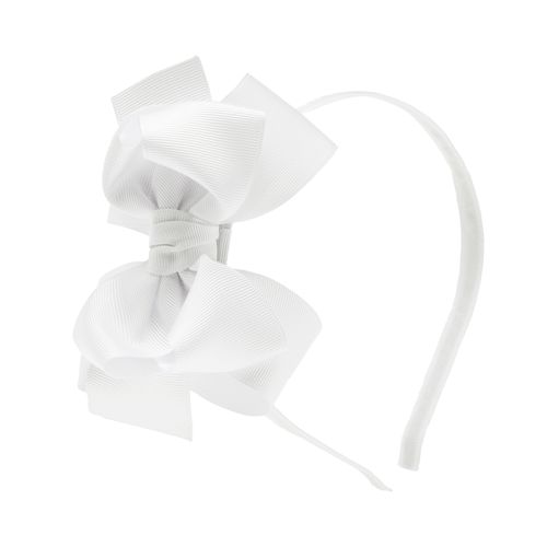 Tiara Infantil com Laço Gorgurão Removível - BRANCO