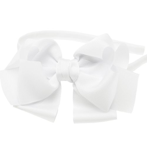 Tiara Infantil com Laço Gorgurão Removível - BRANCO