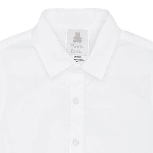 Camisa Body de Bebê Masculina Manga Curta Tricoline - BRANCO