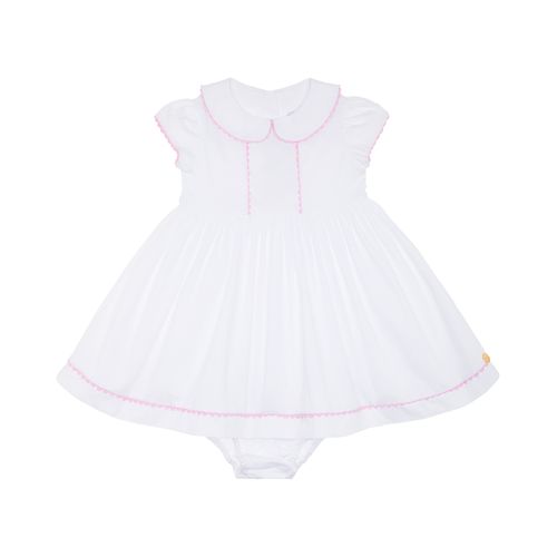 Vestido de Bebê Feminino Fustão com Viés - BRANCO