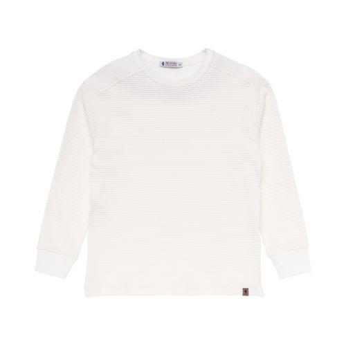 Camiseta Infantil Masculina Manga Longa Malha - OFF WHITE
