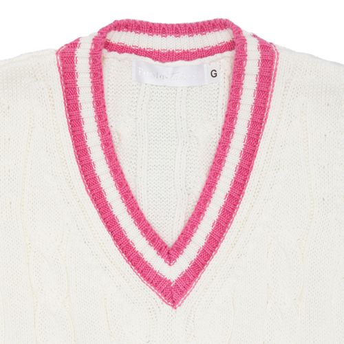 Colete de Bebê Feminino Tricot com Frisos - OFF WHITE/ROSA