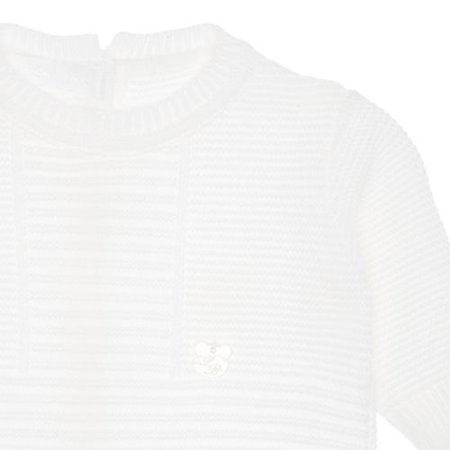 Saída de Maternidade Masculina Tricot Pala Canelada - BRANCO