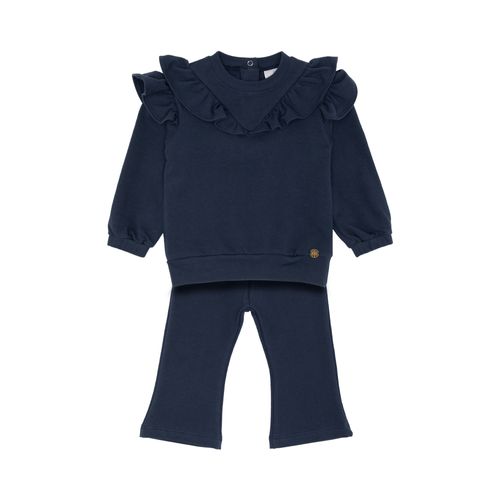 Conjunto de Bebê Feminino Moletom com Babados - AZUL MARINHO