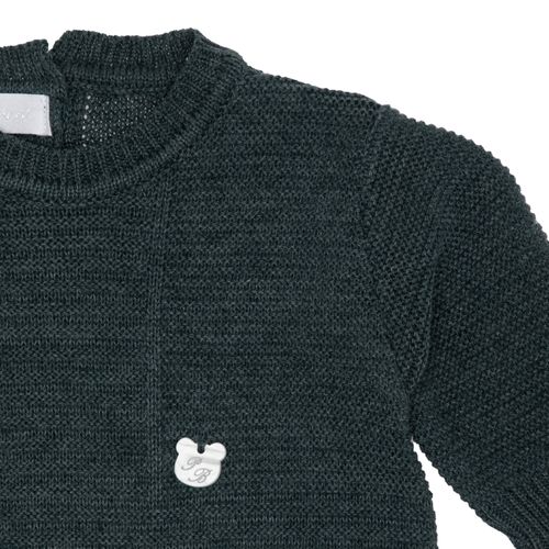Saída de Maternidade Masculina Tricot Pala Canelada - VERDE MESCLA