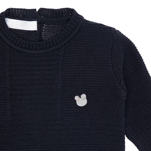 Saída de Maternidade Masculina Tricot Pala Canelada - AZUL PROFUNDO