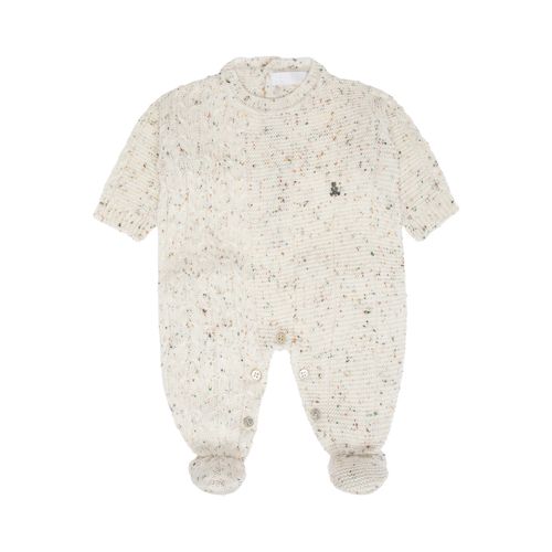 Saída de Maternidade Masculina Tricot Ponto Trança Lateral - BEGE MESCLA