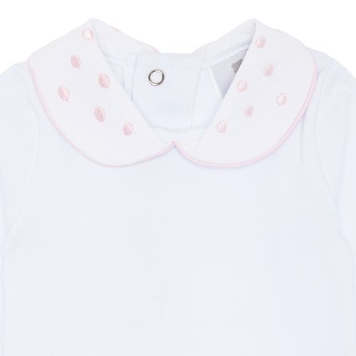 Body de Bebê Feminino Manga Longa Bordado Poás - BRANCO