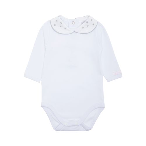 Body de Bebê Feminino Manga Longa Bordado Poás - BRANCO