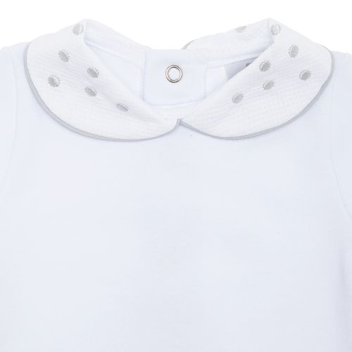 Body de Bebê Feminino Manga Longa Bordado Poás - BRANCO