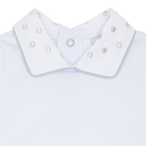 Body de Bebê Masculino Manga Longa Bordado Poás - BRANCO