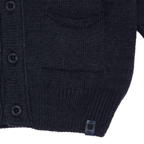 Cardigan de Bebê Masculino Tricot Ponto Trança com Capuz - AZUL JEANS