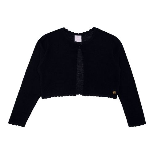 Bolero Infantil Feminino Tricot Ponto Canelado - AZUL PROFUNDO