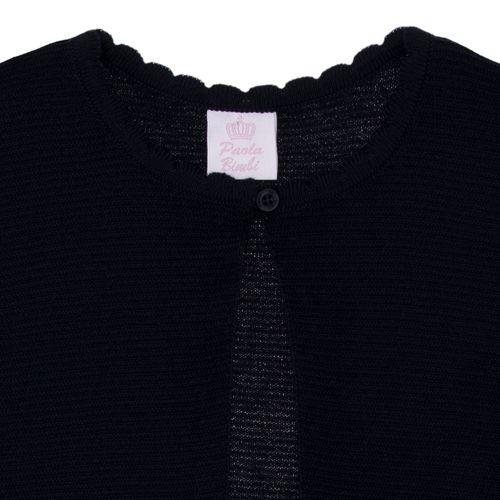 Bolero Infantil Feminino Tricot Ponto Canelado - AZUL PROFUNDO
