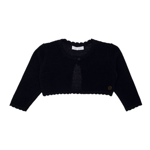 Bolero de Bebê Feminino Tricot Ponto Canelado - AZUL PROFUNDO