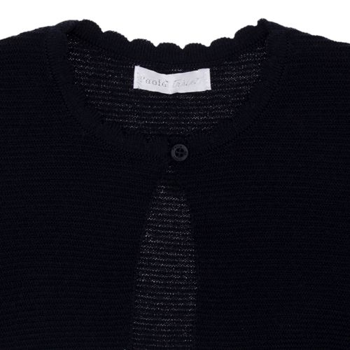 Bolero de Bebê Feminino Tricot Ponto Canelado - AZUL PROFUNDO