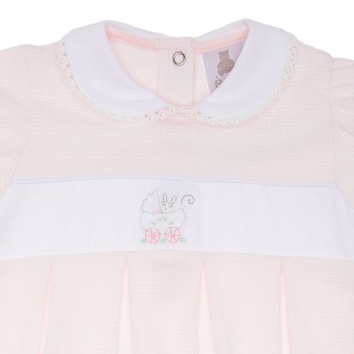 Macacão de Bebê Feminino Curto Favos Coelho - ROSA
