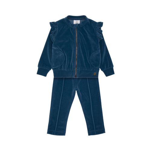Conjunto de Bebê Feminino Plush com Friso - AZUL JEANS