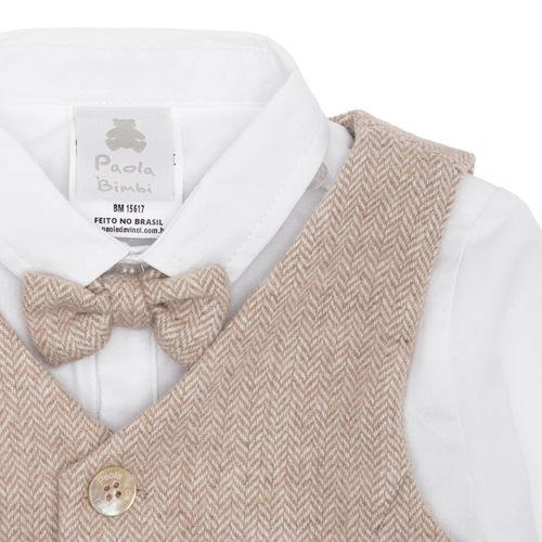 Conjunto de Bebê Masculino Alfaiataria com Camisa Body - KAKI