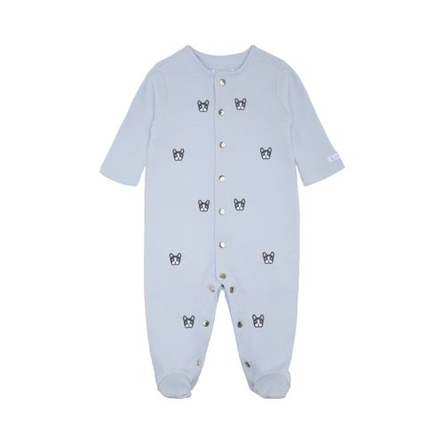 Macacão de Bebê Masculino Longo Dadinho Bordado Bulldog - AZUL BEBE