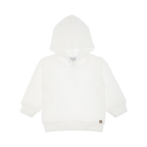Blusa de Bebê Feminina Manga Longa Chenille com Capuz - BRANCO