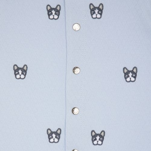 Macacão de Bebê Masculino Longo Dadinho Bordado Bulldog - AZUL BEBE