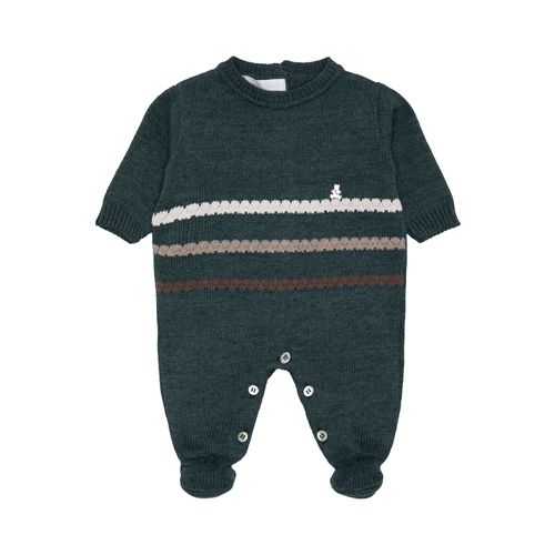 Saída de Maternidade Masculina Tricot Listras - VERDE