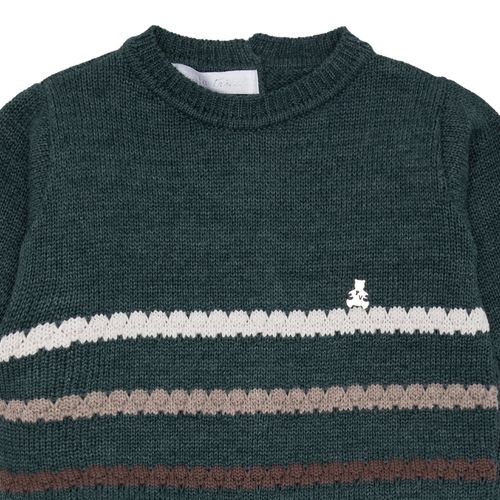 Saída de Maternidade Masculina Tricot Listras - VERDE