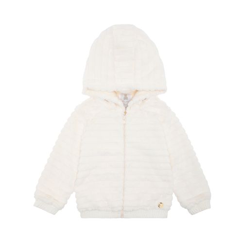 Casaco de Bebê Feminino Pele Listrada com Forro - OFF WHITE