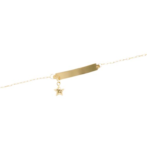 Pulseira de Bebê Feminina Plaquinha com Estrela Ouro 18k - UNICO